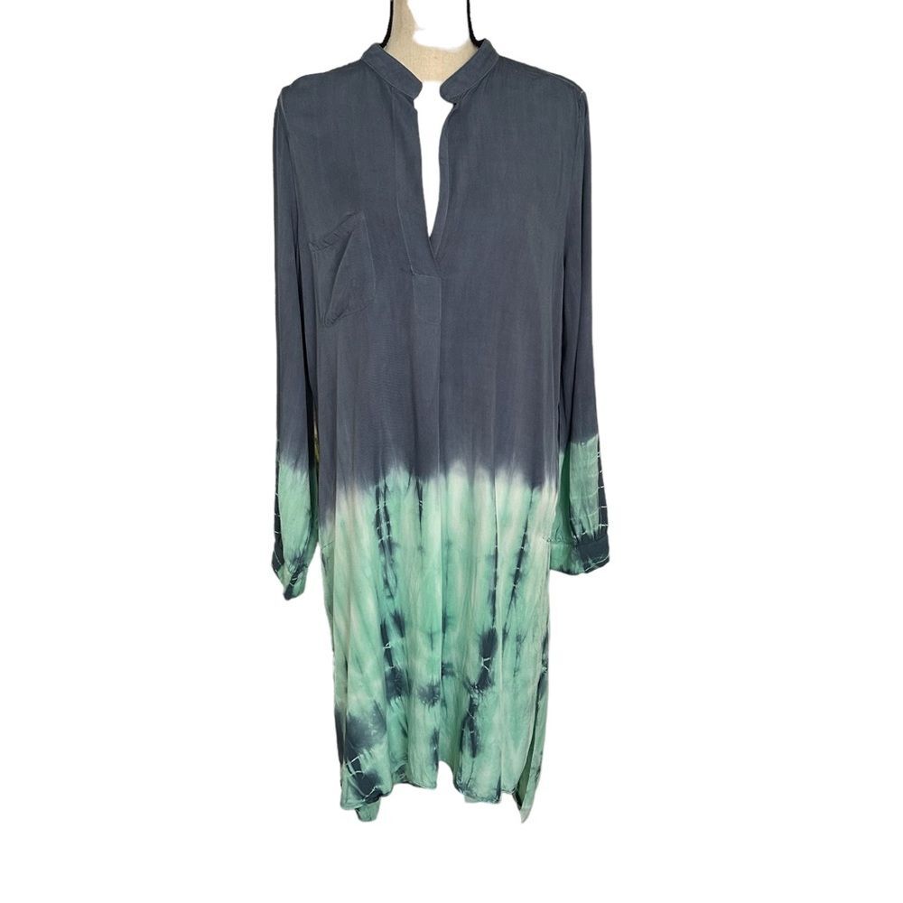 NWT Shirt Dress by Morning Apple Ombré High Low Oversized Gray Green Sz M